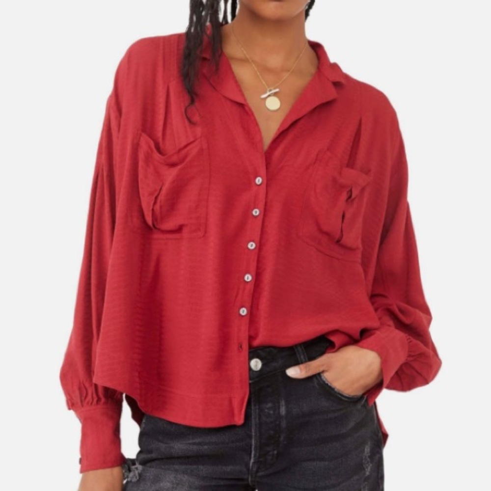 Free People Erin’s oversized Jacquard blouse